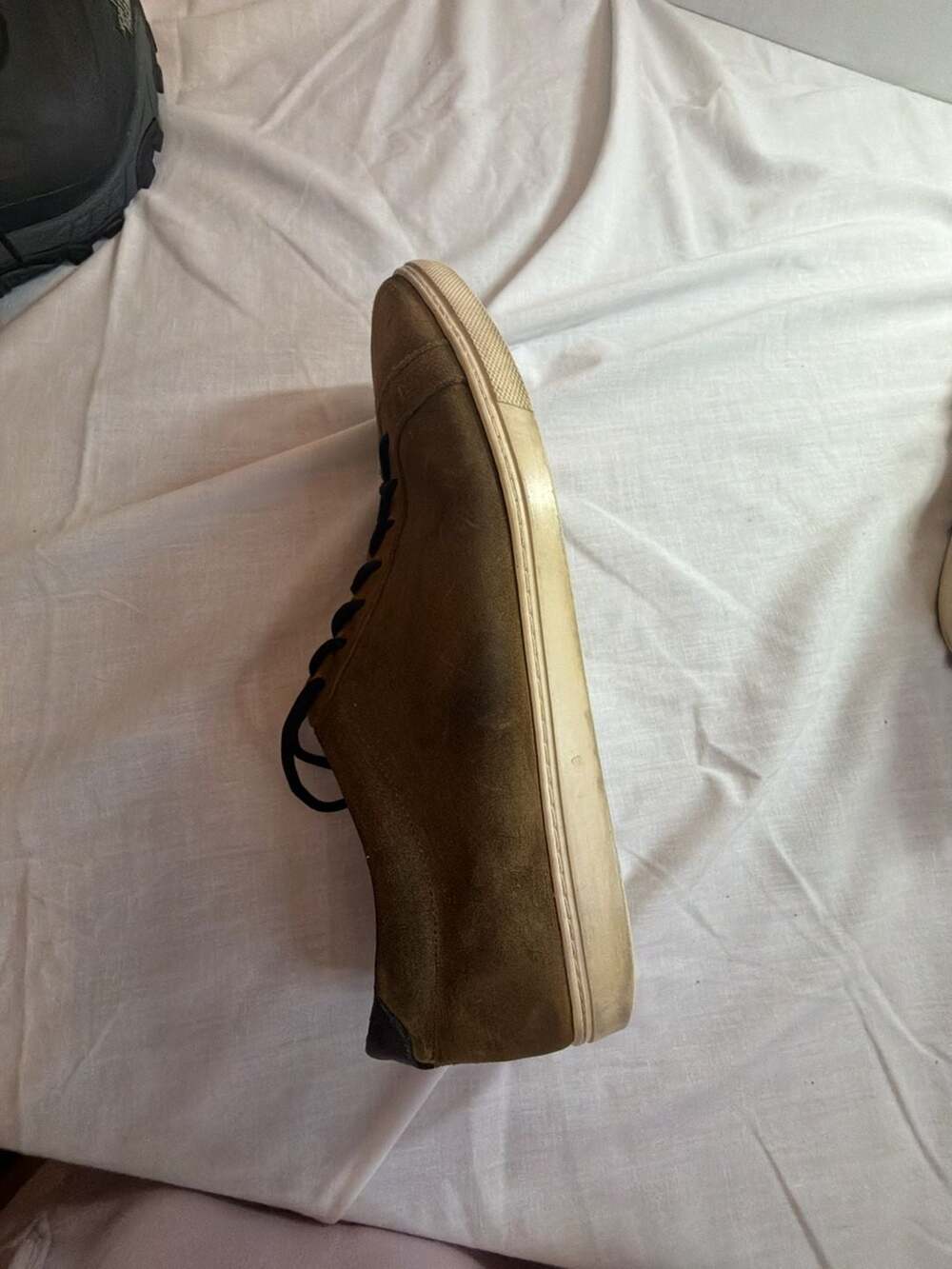 Allen Edmonds Suede Leather Sneakers Olive Green Size 14 - Picture 4 of 5